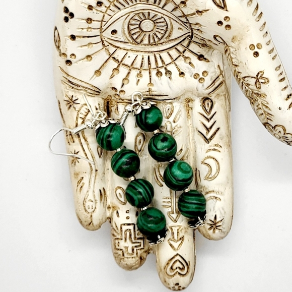 Green Agate earrings, Boho dangle earrings - Picture 1 of 2